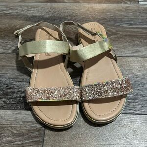 Girls Glitter And Gold Sandals Size 3